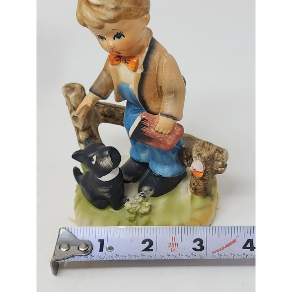 Vintage Hand Painted Made In Japan Porcelain School Boy Scotty‎ Dog Figurine - Picture 7 of 9